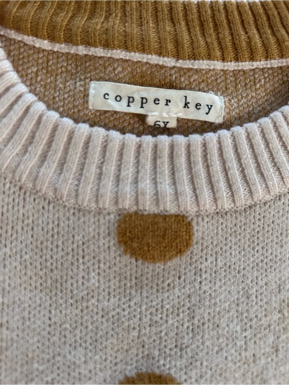 Adorable Copper Key 6X cream and gold sweater